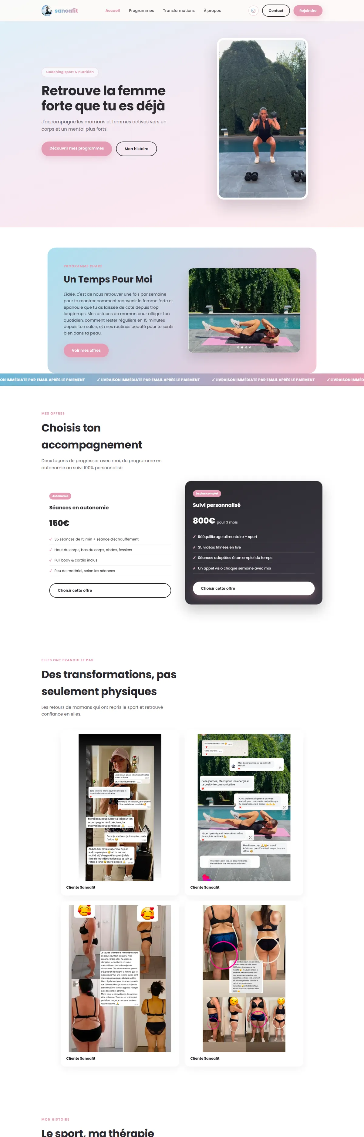 Capture du site Sanoafit